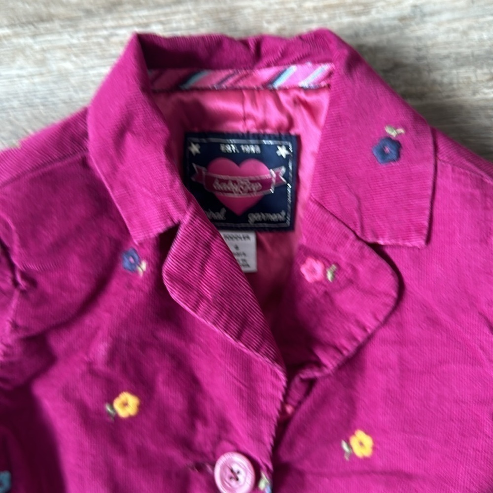 babyGap jacket size 4 toddler cranberry colored lined floral design - Picture 5 of 10